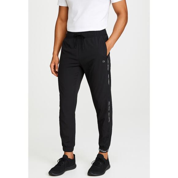 Calvin Klein Performance Pants M Black Joggers Logo Trim Lightweight Athletic CK - Picture 1 of 7